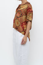 Load image into Gallery viewer, THE GREAT x Red Patterned Satin Short Sleeve Blouse (XS-M)