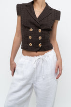 Load image into Gallery viewer, Vintage x Made in Italy x SALVATORE FERRAGAMO Brown Cotton Cropped Vest (XS, S)