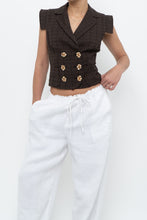 Load image into Gallery viewer, Vintage x Made in Italy x SALVATORE FERRAGAMO Brown Cotton Cropped Vest (XS, S)