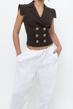 Load image into Gallery viewer, Vintage x Made in Italy x SALVATORE FERRAGAMO Brown Cotton Cropped Vest (XS, S)