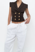 Load image into Gallery viewer, Vintage x Made in Italy x SALVATORE FERRAGAMO Brown Cotton Cropped Vest (XS, S)
