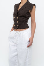 Load image into Gallery viewer, Vintage x Made in Italy x SALVATORE FERRAGAMO Brown Cotton Cropped Vest (XS, S)