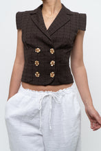 Load image into Gallery viewer, Vintage x Made in Italy x SALVATORE FERRAGAMO Brown Cotton Cropped Vest (XS, S)
