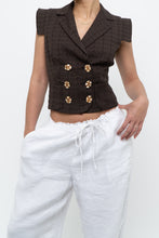 Load image into Gallery viewer, Vintage x Made in Italy x SALVATORE FERRAGAMO Brown Cotton Cropped Vest (XS, S)