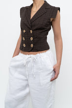 Load image into Gallery viewer, Vintage x Made in Italy x SALVATORE FERRAGAMO Brown Cotton Cropped Vest (XS, S)
