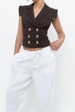 Load image into Gallery viewer, Vintage x Made in Italy x SALVATORE FERRAGAMO Brown Cotton Cropped Vest (XS, S)