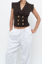 Load image into Gallery viewer, Vintage x Made in Italy x SALVATORE FERRAGAMO Brown Cotton Cropped Vest (XS, S)