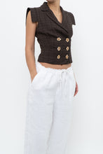 Load image into Gallery viewer, Vintage x Made in Italy x SALVATORE FERRAGAMO Brown Cotton Cropped Vest (XS, S)
