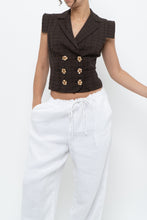 Load image into Gallery viewer, Vintage x Made in Italy x SALVATORE FERRAGAMO Brown Cotton Cropped Vest (XS, S)