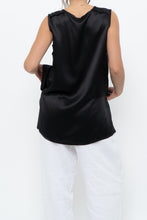 Load image into Gallery viewer, VINCE x Black Flowy Silk Sleeveless Blouse (S, M)