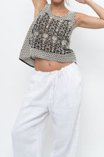 Load image into Gallery viewer, THE KOOPLES x Black Mesh Embroidered Crop Tank (S, M)