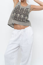 Load image into Gallery viewer, THE KOOPLES x Black Mesh Embroidered Crop Tank (S, M)