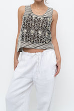 Load image into Gallery viewer, THE KOOPLES x Black Mesh Embroidered Crop Tank (S, M)