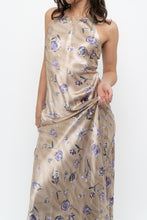 Load image into Gallery viewer, Vintage x LA SENZA Beige, Purple Satin Maxi Dress (XS, S)