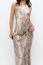 Load image into Gallery viewer, Vintage x LA SENZA Beige, Purple Satin Maxi Dress (XS, S)