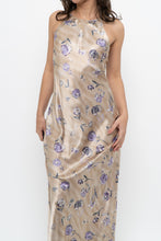 Load image into Gallery viewer, Vintage x LA SENZA Beige, Purple Satin Maxi Dress (XS, S)