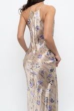 Load image into Gallery viewer, Vintage x LA SENZA Beige, Purple Satin Maxi Dress (XS, S)