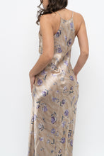 Load image into Gallery viewer, Vintage x LA SENZA Beige, Purple Satin Maxi Dress (XS, S)