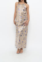 Load image into Gallery viewer, Vintage x LA SENZA Beige, Purple Satin Maxi Dress (XS, S)