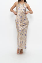 Load image into Gallery viewer, Vintage x LA SENZA Beige, Purple Satin Maxi Dress (XS, S)