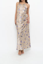 Load image into Gallery viewer, Vintage x LA SENZA Beige, Purple Satin Maxi Dress (XS, S)