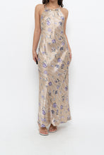 Load image into Gallery viewer, Vintage x LA SENZA Beige, Purple Satin Maxi Dress (XS, S)