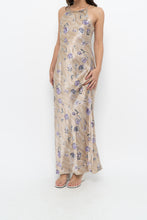 Load image into Gallery viewer, Vintage x LA SENZA Beige, Purple Satin Maxi Dress (XS, S)
