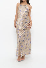 Load image into Gallery viewer, Vintage x LA SENZA Beige, Purple Satin Maxi Dress (XS, S)
