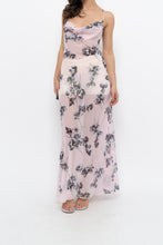 Load image into Gallery viewer, Vintage x LA SENZA Baby Pink Floral Semi-sheer Halter Maxi Dress (S)
