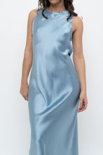 Load image into Gallery viewer, ZARA x Blue Satin Sleeveless Midi Dress (XS, S)