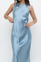 Load image into Gallery viewer, ZARA x Blue Satin Sleeveless Midi Dress (XS, S)
