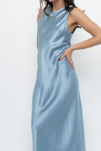 Load image into Gallery viewer, ZARA x Blue Satin Sleeveless Midi Dress (XS, S)