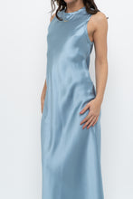 Load image into Gallery viewer, ZARA x Blue Satin Sleeveless Midi Dress (XS, S)