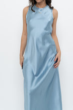 Load image into Gallery viewer, ZARA x Blue Satin Sleeveless Midi Dress (XS, S)