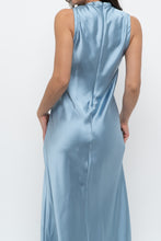 Load image into Gallery viewer, ZARA x Blue Satin Sleeveless Midi Dress (XS, S)