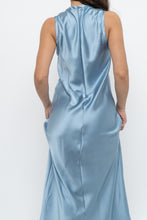 Load image into Gallery viewer, ZARA x Blue Satin Sleeveless Midi Dress (XS, S)
