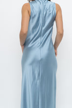Load image into Gallery viewer, ZARA x Blue Satin Sleeveless Midi Dress (XS, S)