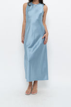 Load image into Gallery viewer, ZARA x Blue Satin Sleeveless Midi Dress (XS, S)