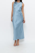 Load image into Gallery viewer, ZARA x Blue Satin Sleeveless Midi Dress (XS, S)