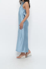 Load image into Gallery viewer, ZARA x Blue Satin Sleeveless Midi Dress (XS, S)