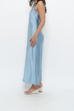 Load image into Gallery viewer, ZARA x Blue Satin Sleeveless Midi Dress (XS, S)