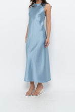 Load image into Gallery viewer, ZARA x Blue Satin Sleeveless Midi Dress (XS, S)