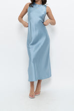 Load image into Gallery viewer, ZARA x Blue Satin Sleeveless Midi Dress (XS, S)