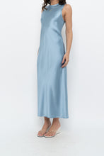 Load image into Gallery viewer, ZARA x Blue Satin Sleeveless Midi Dress (XS, S)