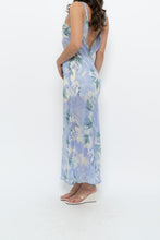 Load image into Gallery viewer, Vintage x LA SENZA Blue Floral Semi-Sheer Halter Maxi Slip Dress (S, M)