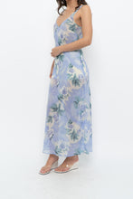 Load image into Gallery viewer, Vintage x LA SENZA Blue Floral Semi-Sheer Halter Maxi Slip Dress (S, M)