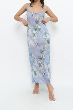 Load image into Gallery viewer, Vintage x LA SENZA Blue Floral Semi-Sheer Halter Maxi Slip Dress (S, M)