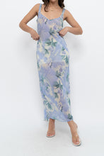 Load image into Gallery viewer, Vintage x LA SENZA Blue Floral Semi-Sheer Halter Maxi Slip Dress (S, M)
