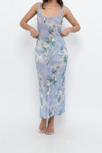 Load image into Gallery viewer, Vintage x LA SENZA Blue Floral Semi-Sheer Halter Maxi Slip Dress (S, M)