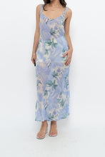 Load image into Gallery viewer, Vintage x LA SENZA Blue Floral Semi-Sheer Halter Maxi Slip Dress (S, M)